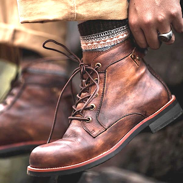 mens comfortable walking leather boots